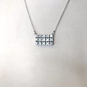 STERLING RECTANGLE 15 FACETED  LITE TOPAZ NECKLACE WITH 18 INCH CURB CHAIN
